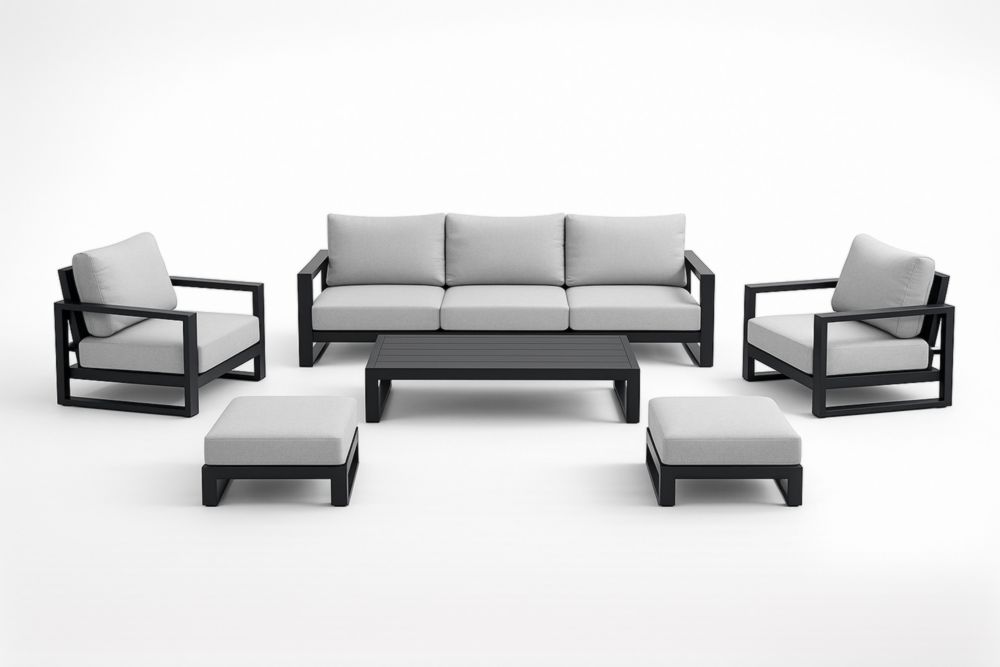 Set mobili da giardino in alluminio e tessuto poliestere grigio