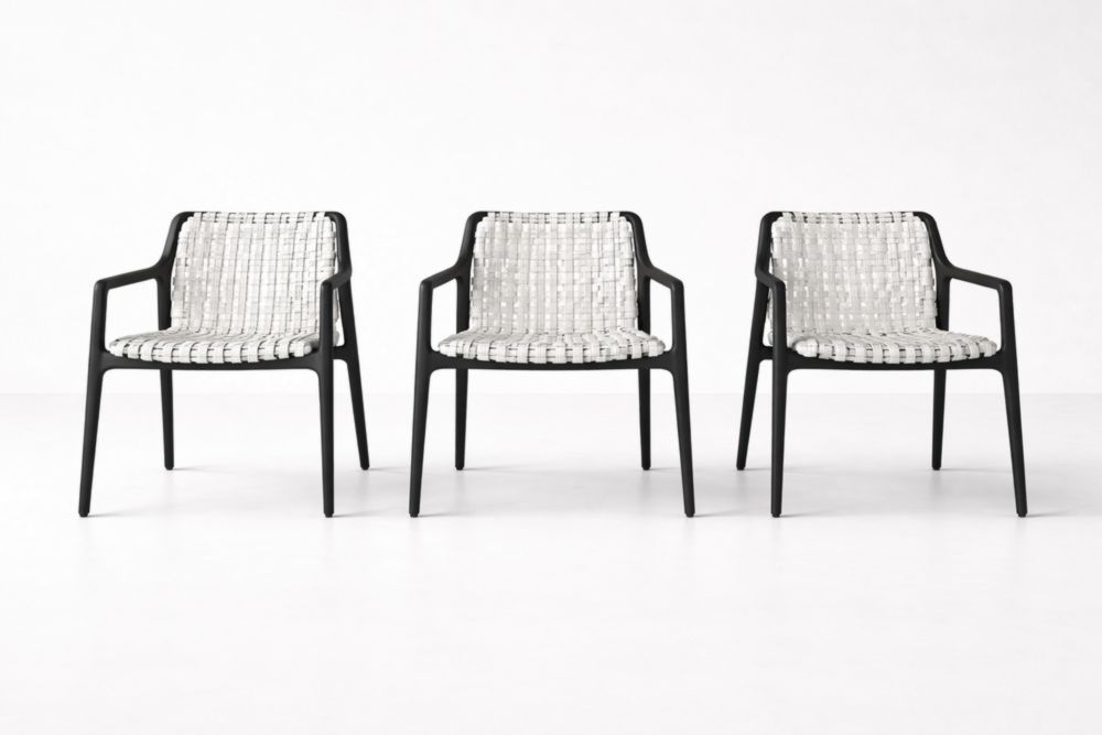 Set di 3 sedie intrecciate per esterno in plastica e alluminio