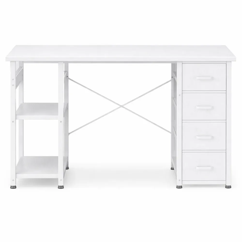 Bureau Compact avec Tiroirs et Étagères Réversibles, 100x40cm, Idéal pour Ordinateur