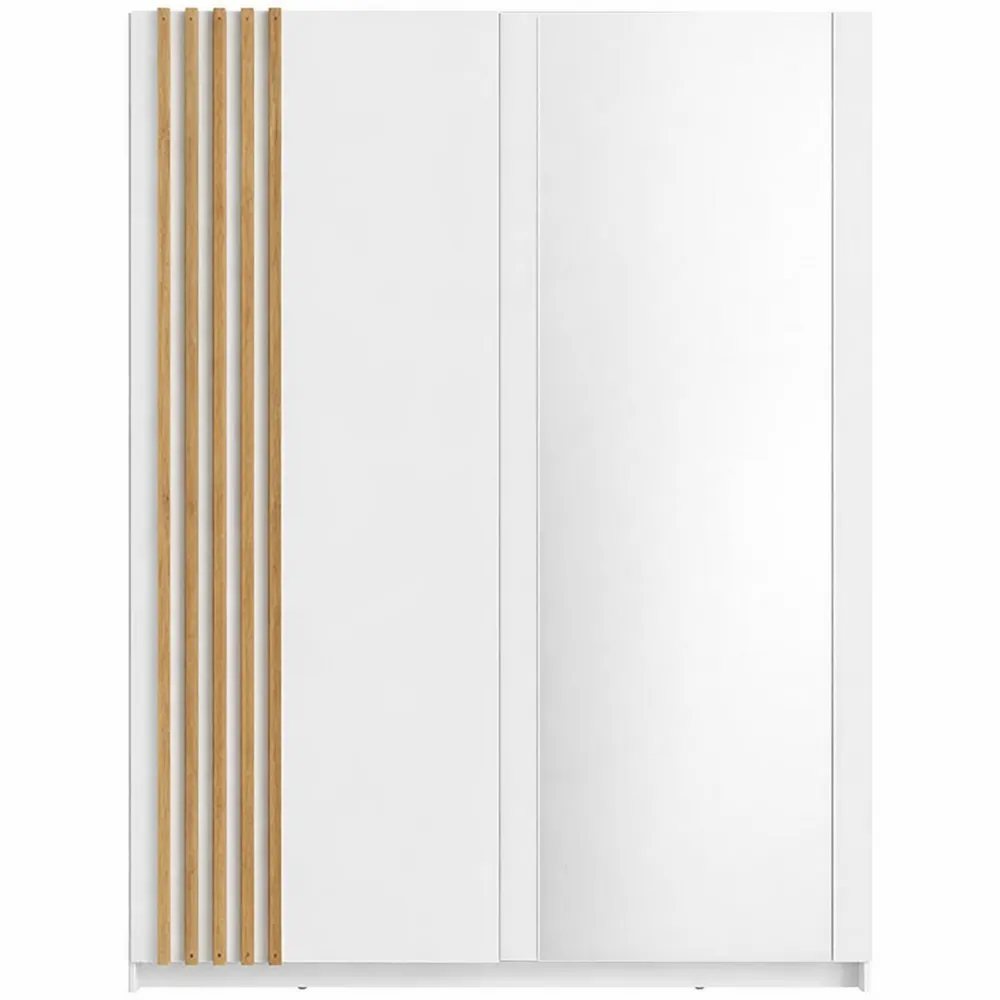 Armoire à portes coulissantes avec miroir 150 cm blanc et bois