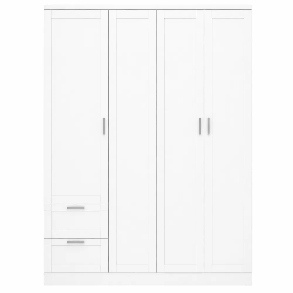 Grande armoire blanche à 3 portes avec tiroirs et étagères