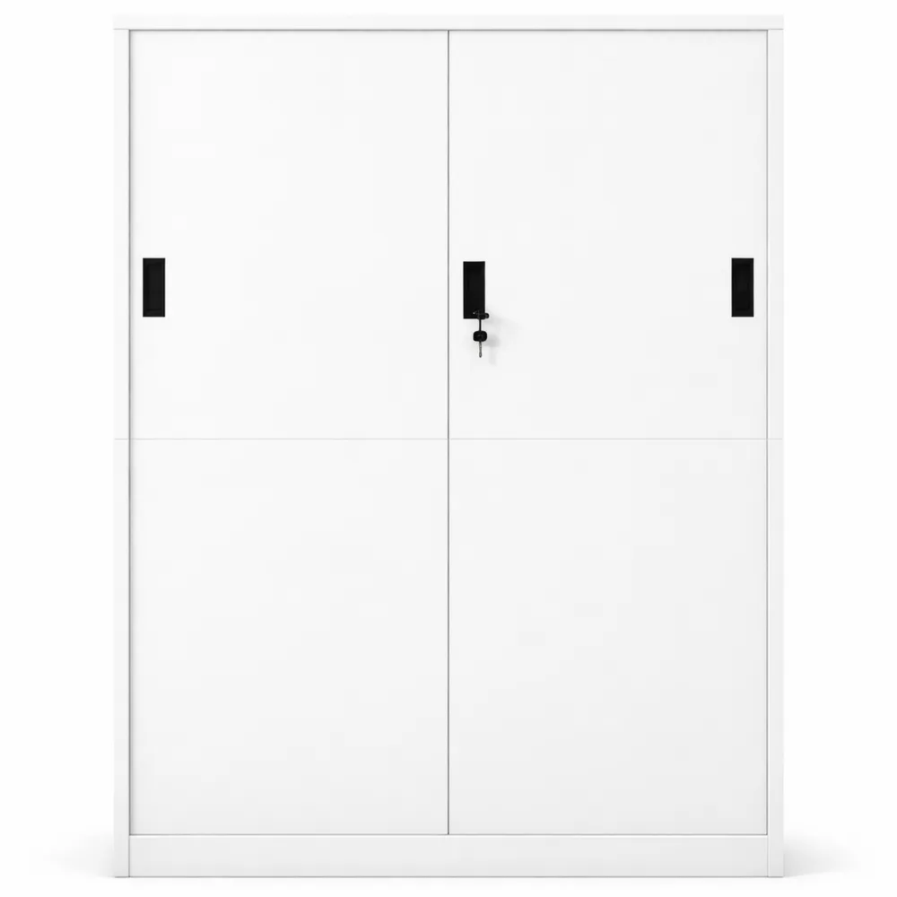 Armoire de bureau à porte coulissante en acier gris clair 90x40x180 cm