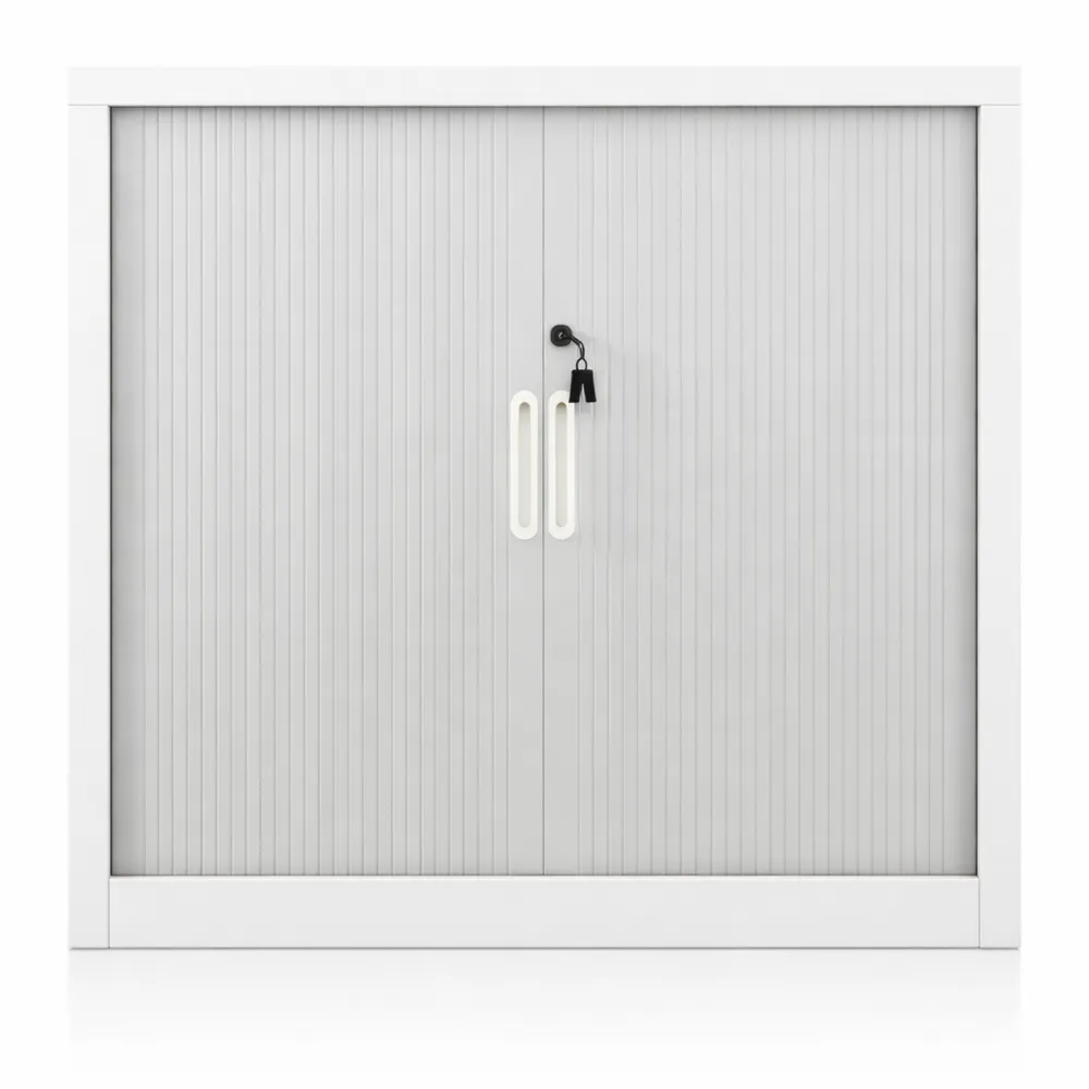 Armoire à portes coulissantes en acier gris 90x40x90 cm pour rangement