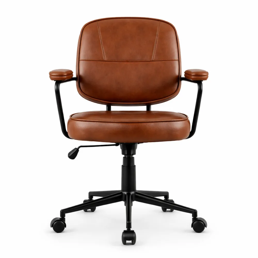 Chaise de Bureau Pivotante en Cuir Synthétique, Hauteur Réglable avec Fonction Bascule