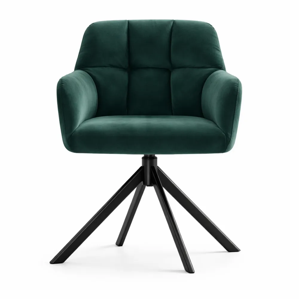 Chaise pivotante en velours pour bureau, verte