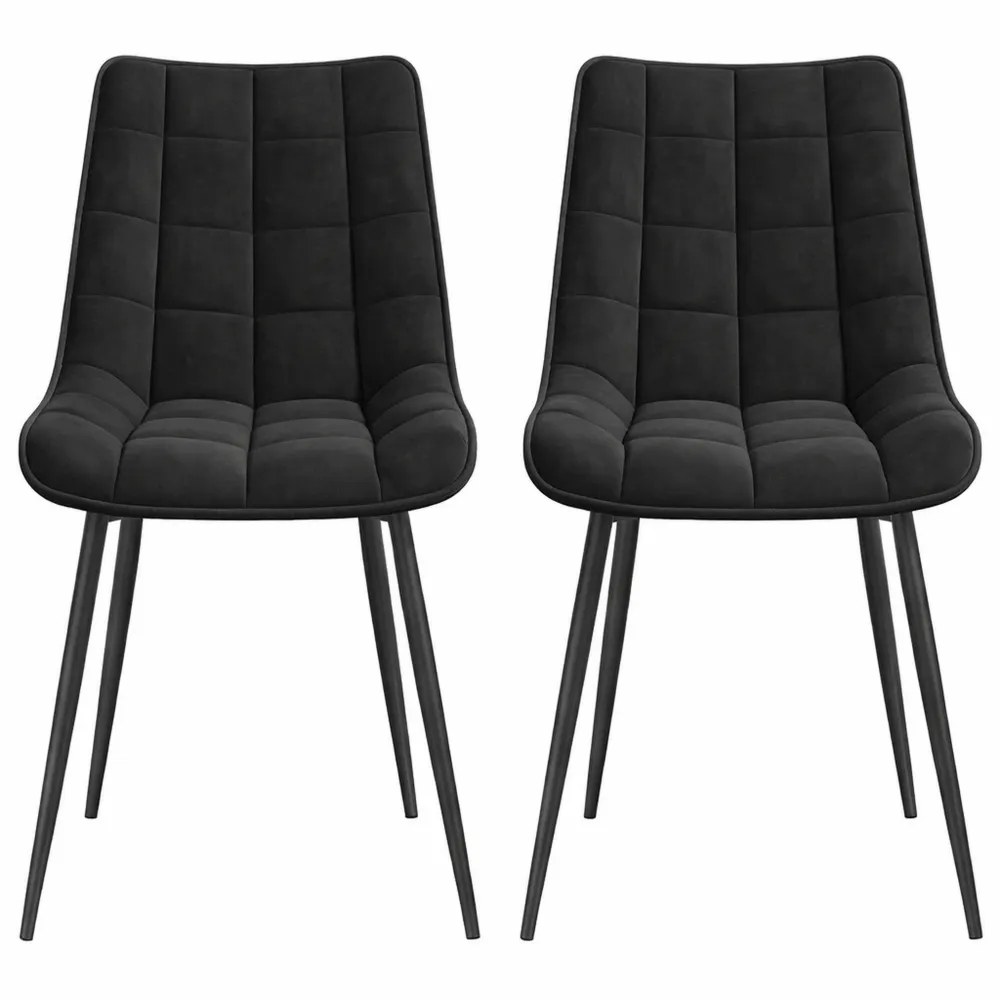 Ensemble de 2 Chaises de Salle à Manger en Velours avec Pieds Métalliques