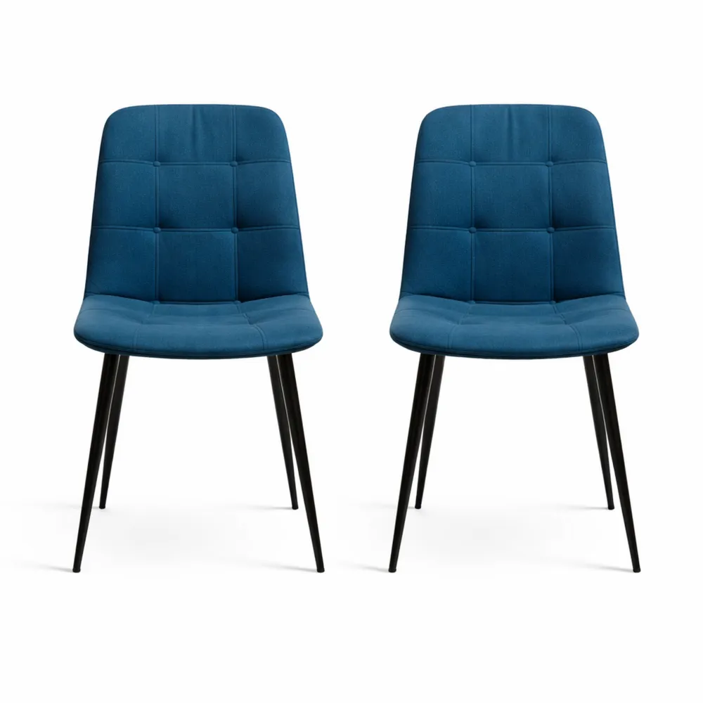 Ensemble de 6 chaises en velours bleu pour salle à manger