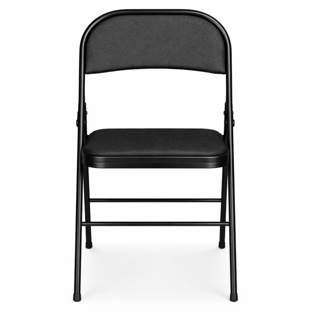 Ensemble de 6 chaises pliantes intérieures avec coussin en cuir synthétique noir