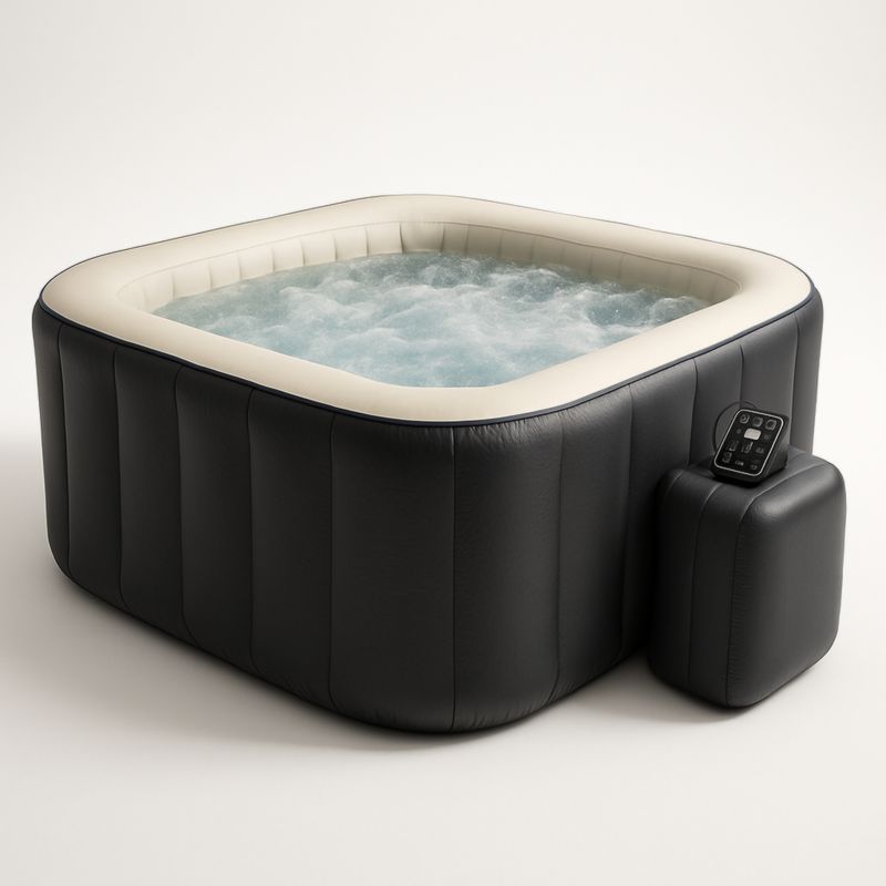 Jacuzzi Gonflable Carré 185cm en PVC Noir et Blanc