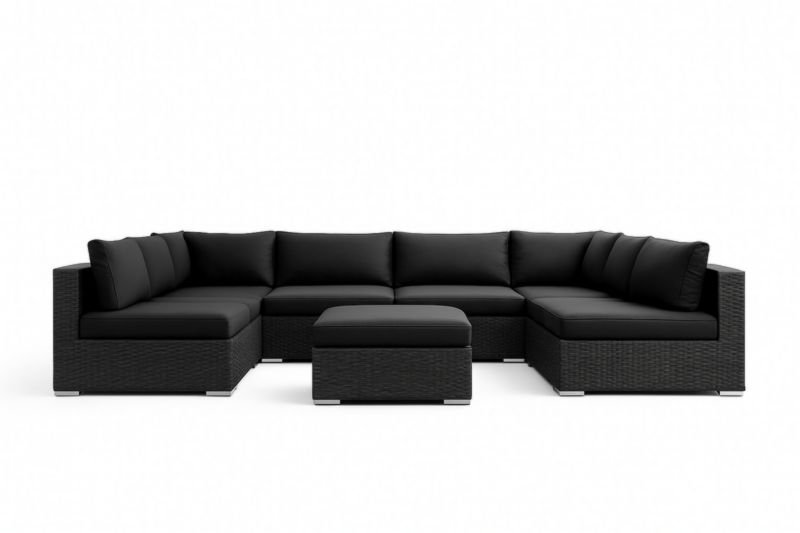 Canapé d'Angle Extérieur en Résine Tressée Noir