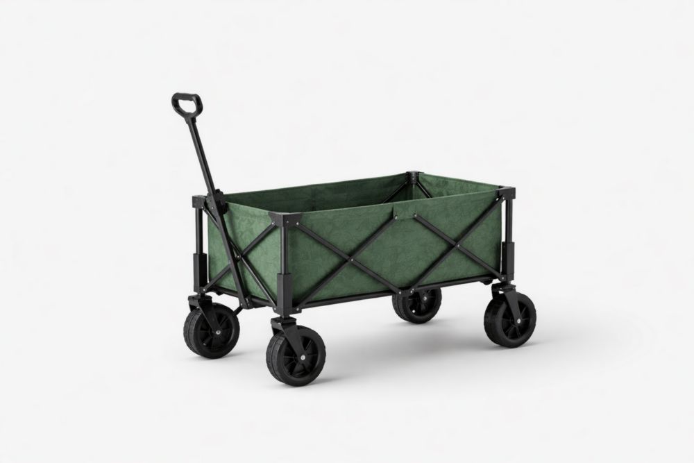 Chariot de Transport Pliable en Métal et Tissu Vert
