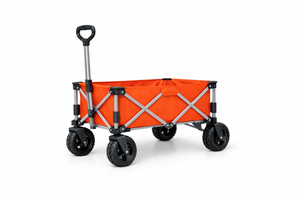 Chariot de Transport Pliable en Aluminium et Polyester Orange