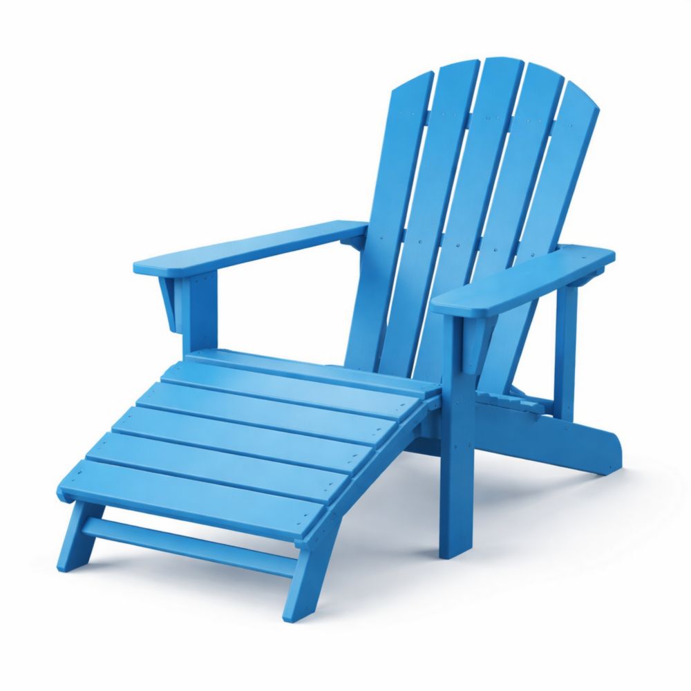 Chaise Adirondack avec repose-pieds en bois bleu
