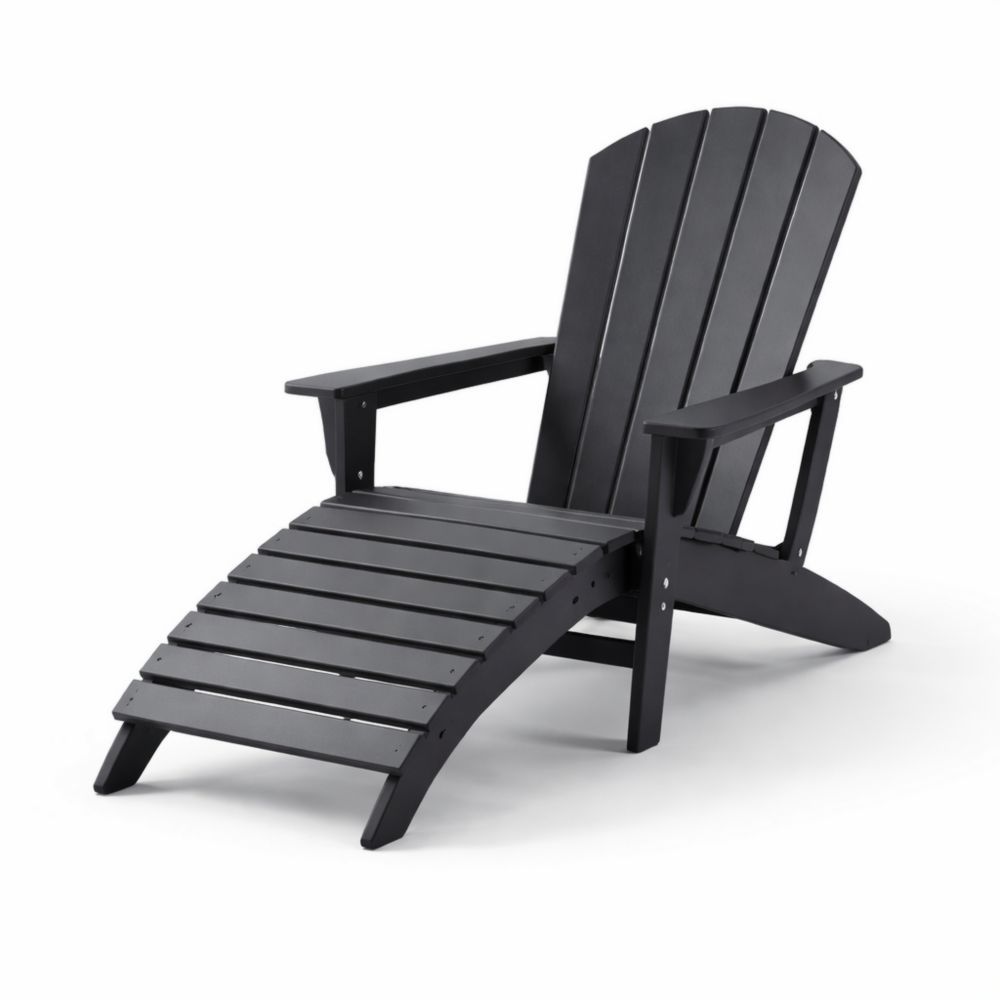 Chaise Adirondack d'extérieur en plastique noir