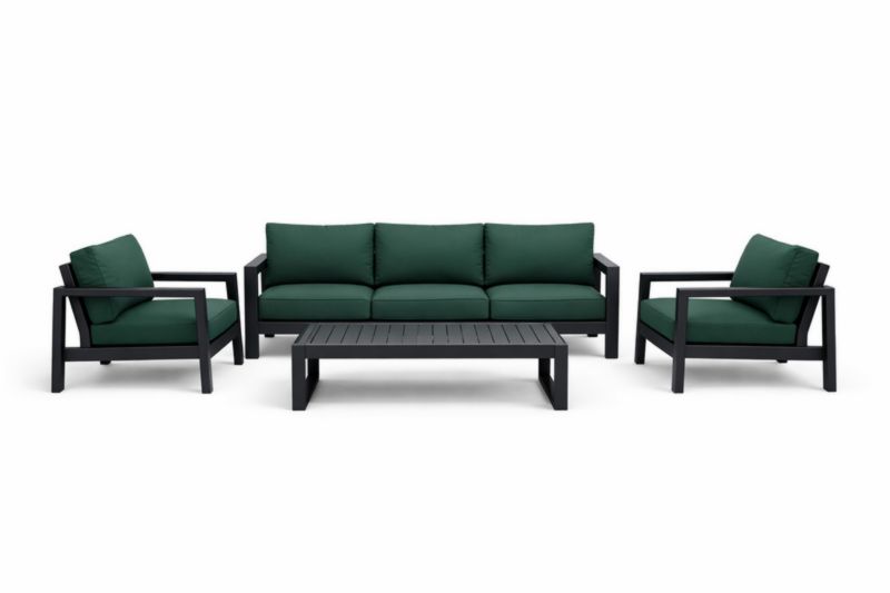 Ensemble de Salon d'Extérieur en Aluminium et Polyester Vert , Avec Coussins