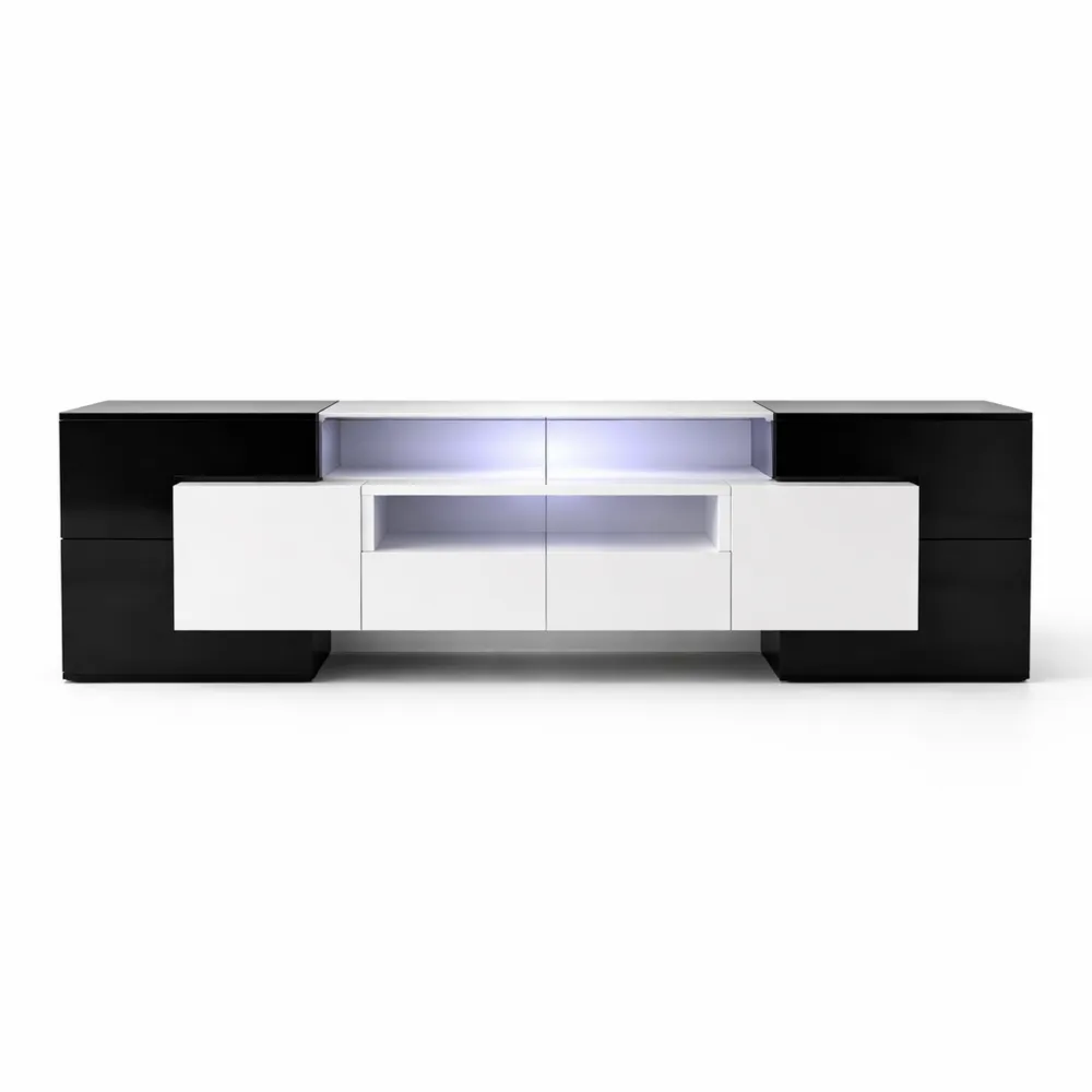 Meuble TV LED Moderne avec Éclairage et Rangement Multifonction-Furnihouseco