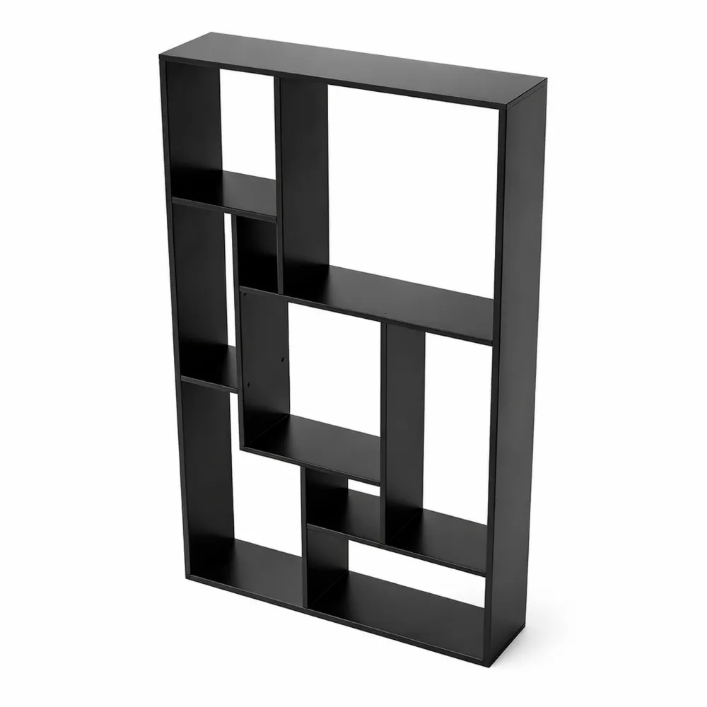 Étagère à 8 niveaux noire au design moderne pour salon ou bureau-Furnihouseco