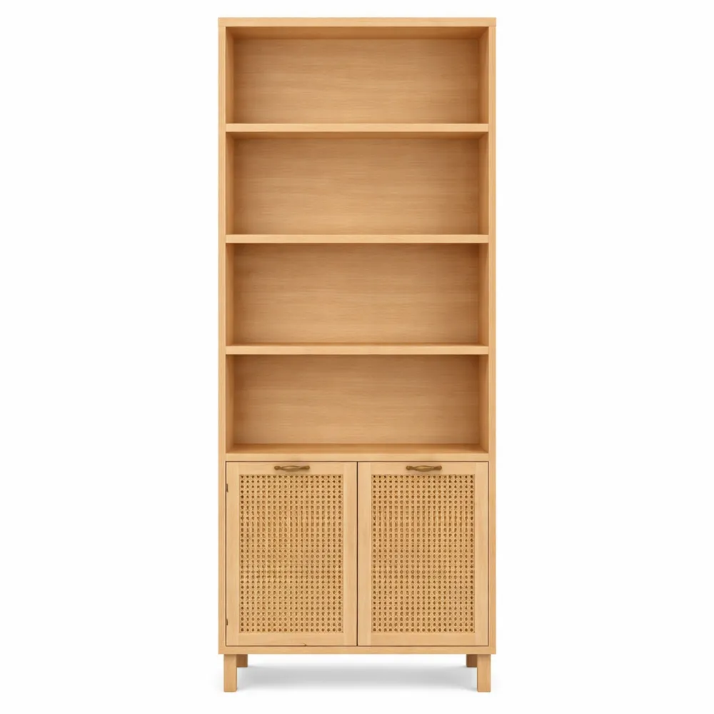 Étagère de rangement en bois avec 4 niveaux et placard-Furnihouseco