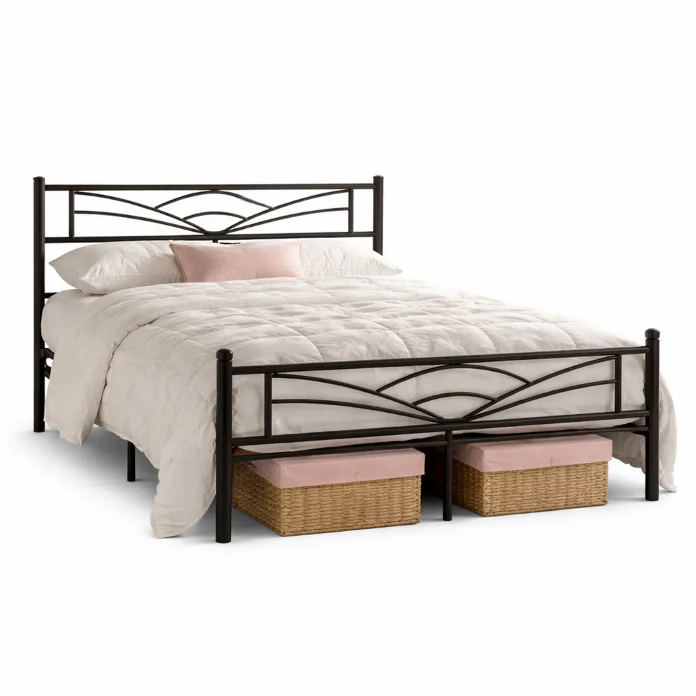 Cadre de Lit en Métal pour Petits Espaces 140x200cm Noir-Furnihouseco