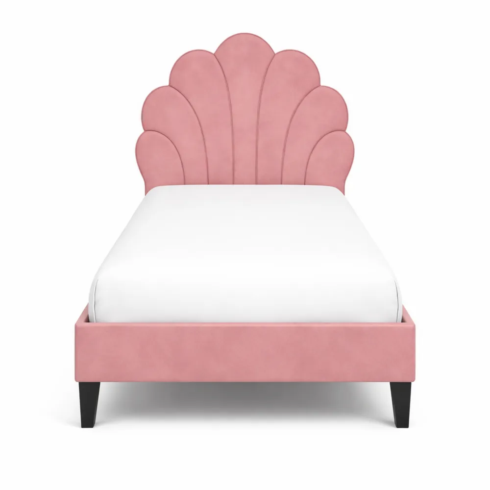 Lit Simple en Velours Rose 90 x 190 cm avec Sommier-Furnihouseco