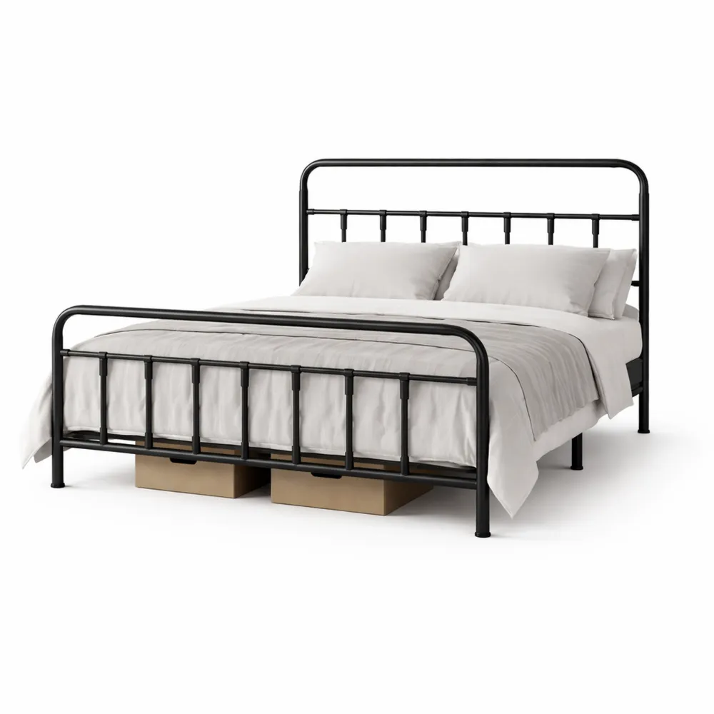 Cadre de Lit Métal 140x200cm pour Petits Espaces-Furnihouseco