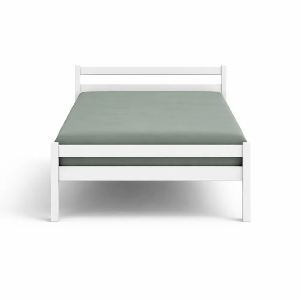 Lit une place en bois blanc 90 x 190 cm avec sommier-Furnihouseco