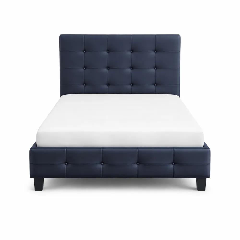 Lit une Place 90x190 cm avec Matelas et Revêtement Noir-Furnihouseco