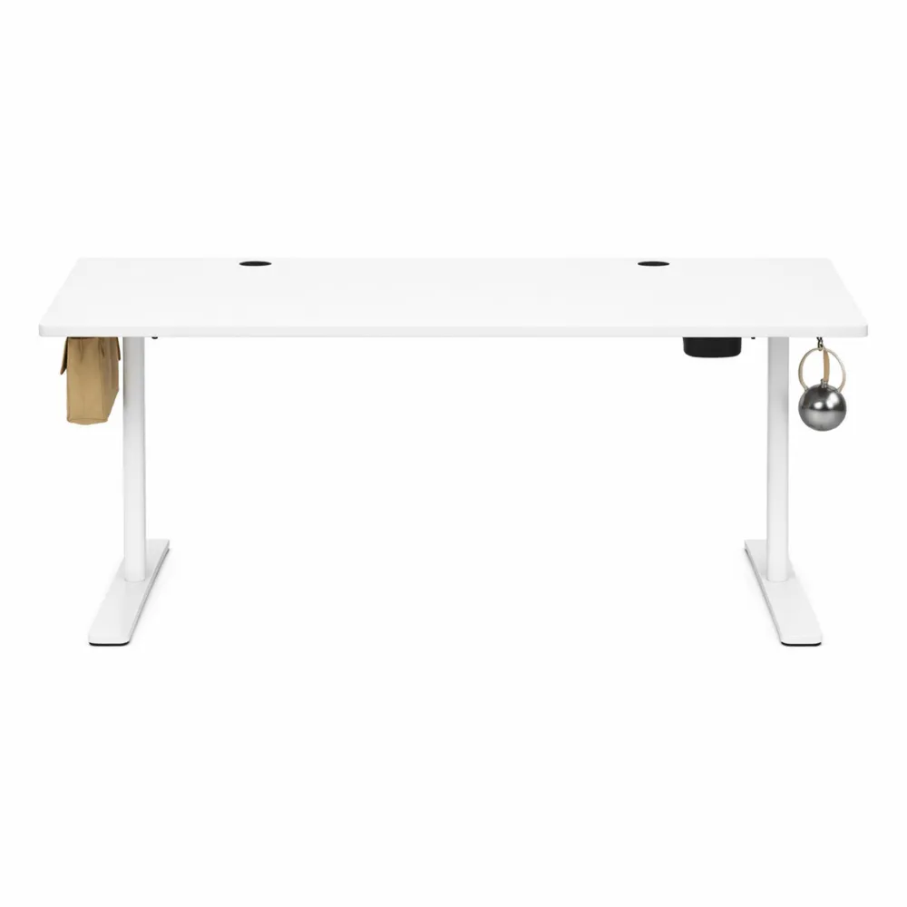 Table Ergonomique Réglable Électrique, 160cm avec Mémoire, Pour Bureau et Chambre, Blanc-Woodlivingco