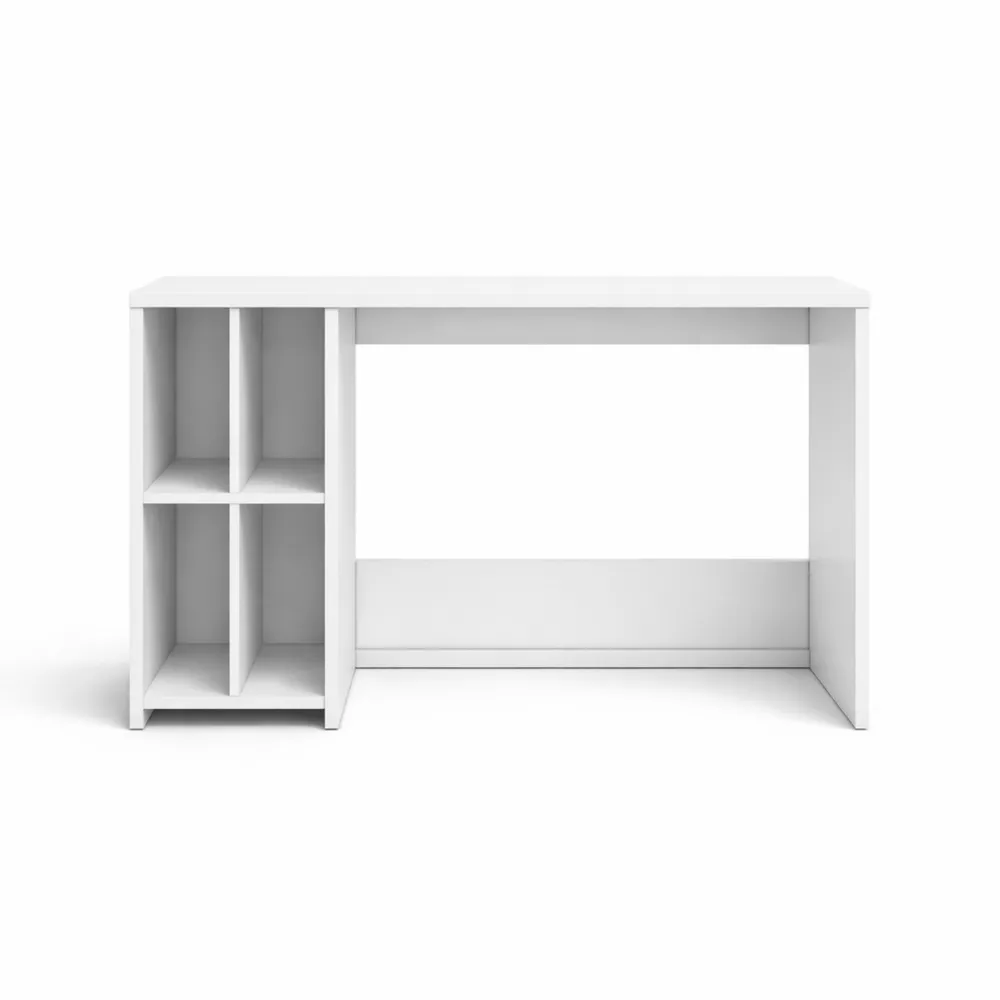 Table d'ordinateur d'angle blanche brillante-Woodlivingco