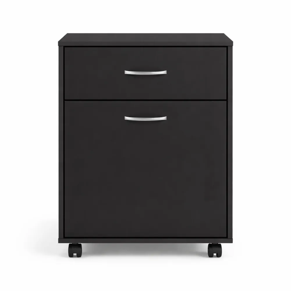 Caisson de Rangement Mobile pour Bureau Noir-Woodlivingco