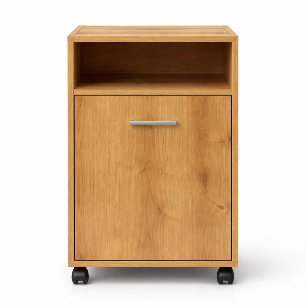 Caisson de Rangement Mobile sur Roulettes en Chêne-Woodlivingco