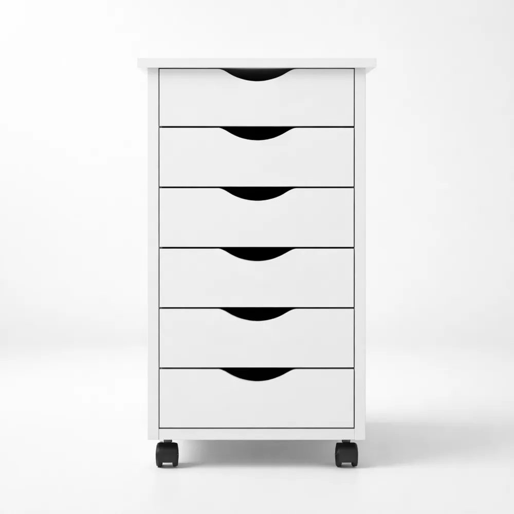 Caisson de Bureau sur Roulettes avec Tiroirs en Bois de Pin-Woodlivingco