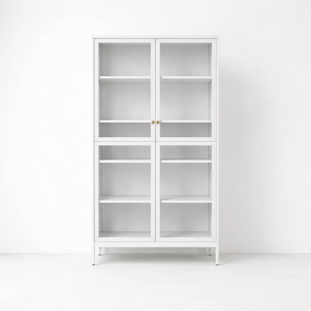 Armoire de Rangement en Acier et Verre pour Salon 90x40x180 cm-Furnivillaco