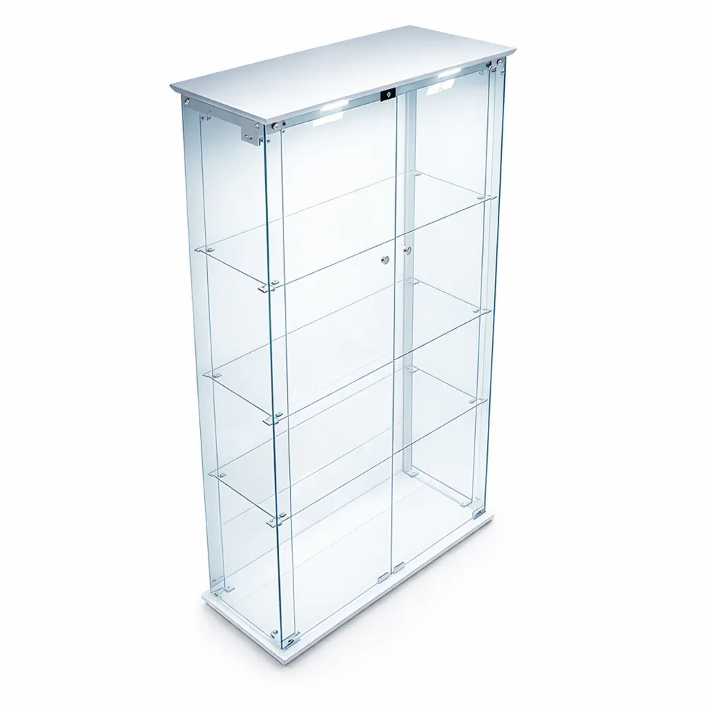Meuble Vitrine en Verre avec Étagères et Éclairage LED-Furnivillaco