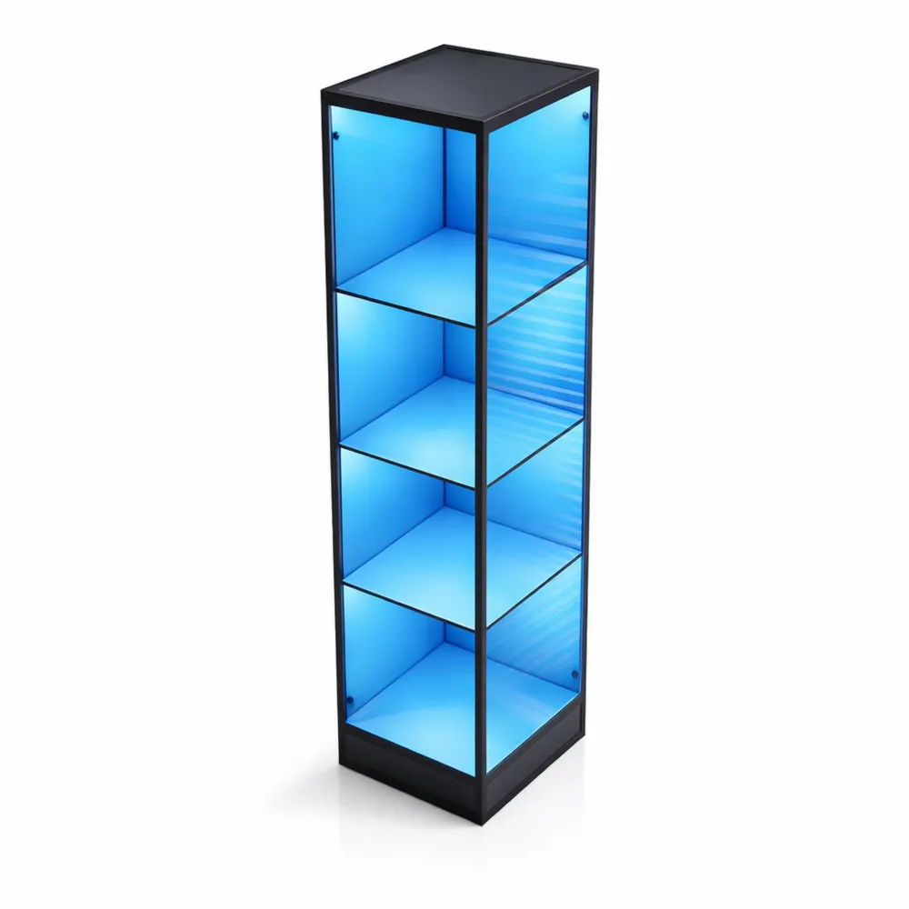 Vitrine en verre avec éclairage LED et portes coulissantes-Furnivillaco