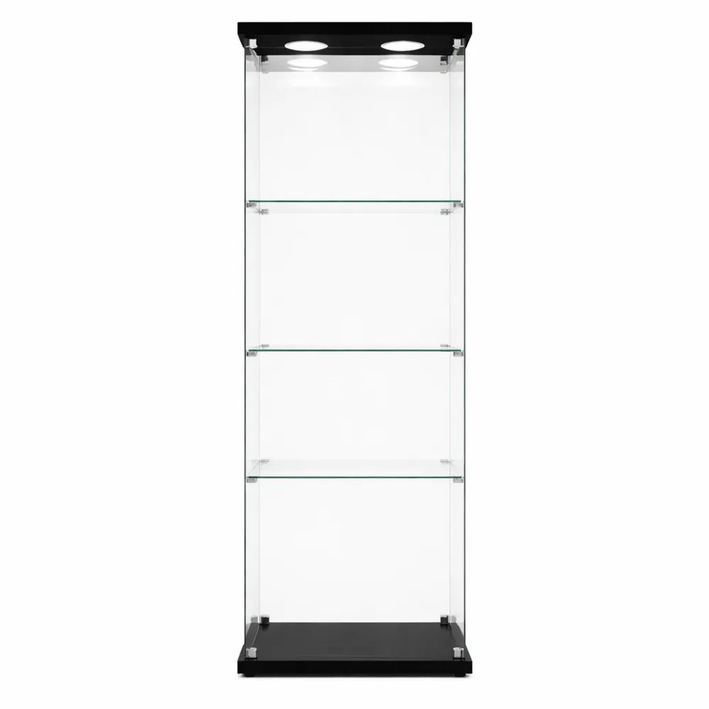 Armoire en verre moderne à 3 niveaux avec LED, pour chambre et salon-Furnivillaco