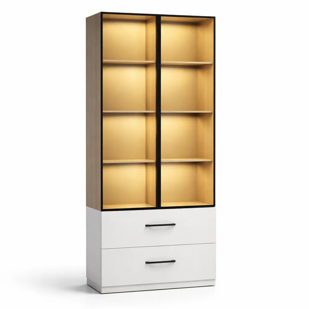 Vitrine lumineuse multifonction avec éclairage LED multicolore-Furnivillaco