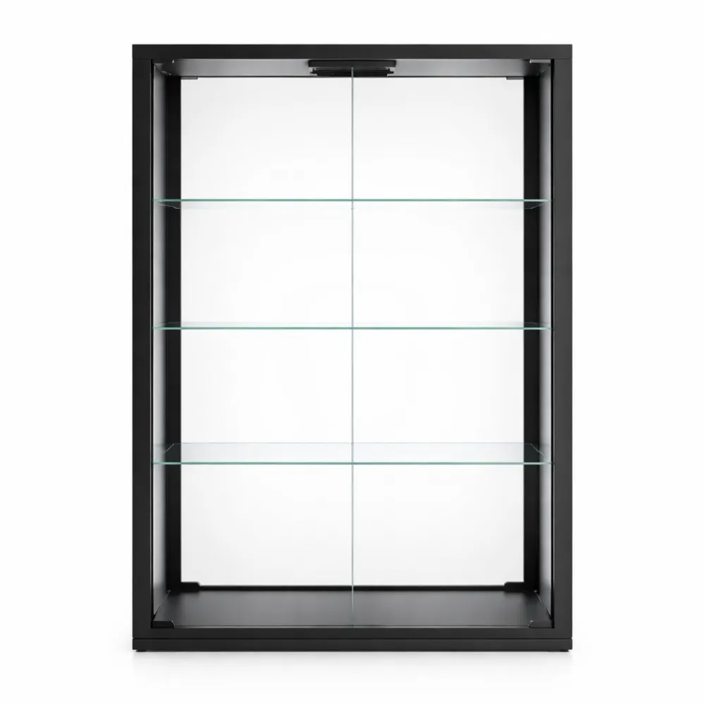 Vitrine Murale Suspendue en Verre avec Miroir Noir-Furnivillaco
