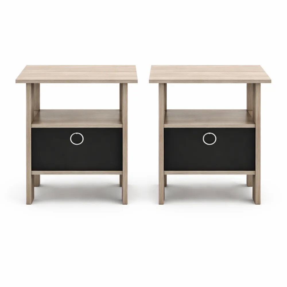 Table de chevet en bois gris, lot de 2-Furnivillaco