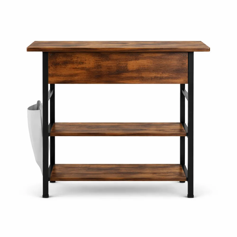 Table d'appoint industrielle avec chargeur intégré et rangement-Furnivillaco