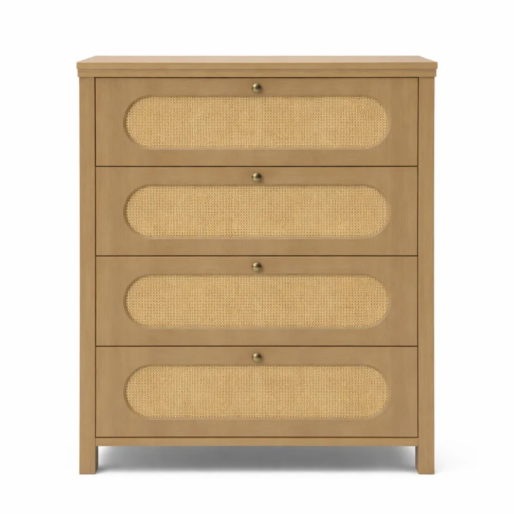 Meuble de rangement bohème à 4 tiroirs avec portes en résine-Furnivillaco