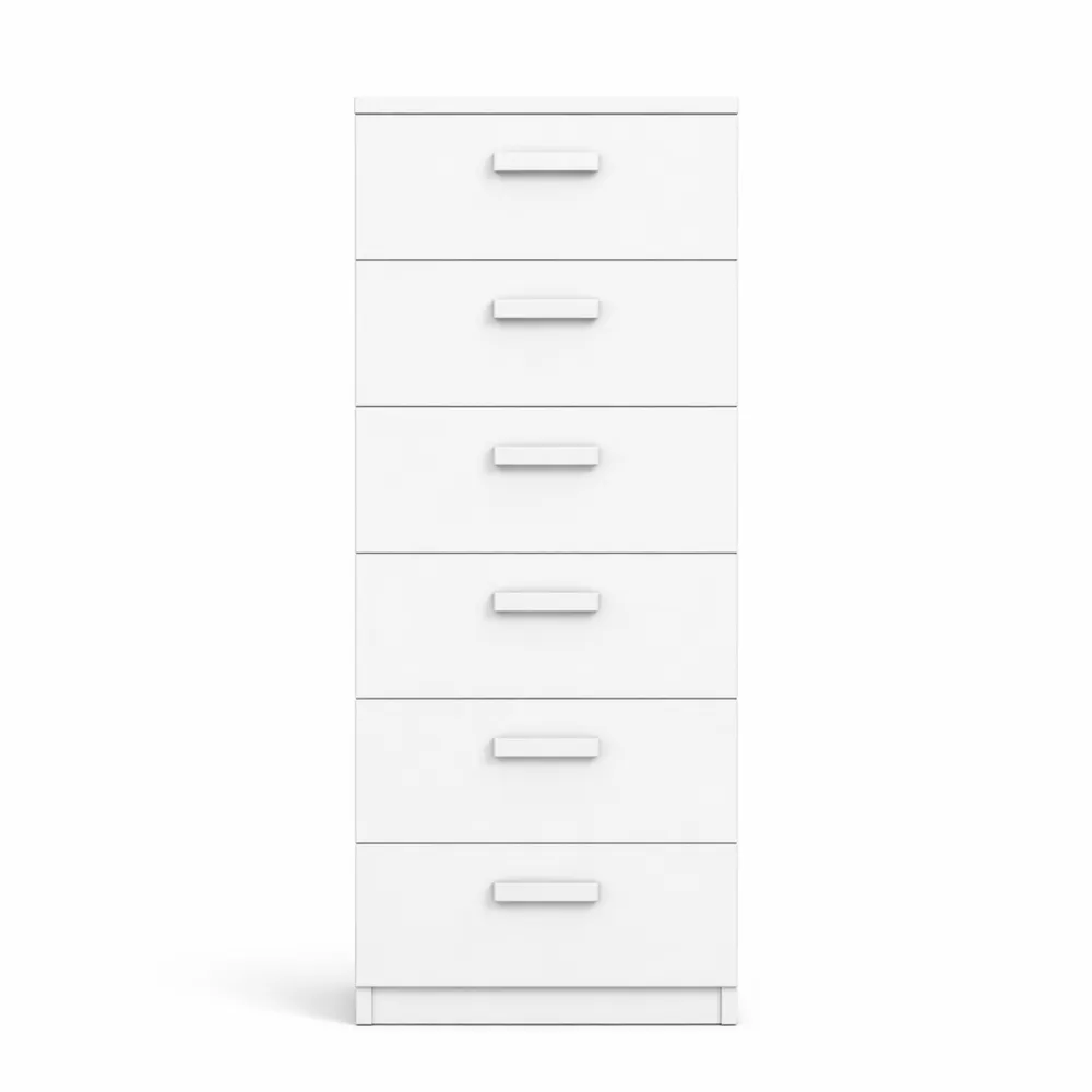 Commode 6 tiroirs fonctionnelle, idéale pour chambre, blanc, 110 x 40 x 40 cm-Furnivillaco
