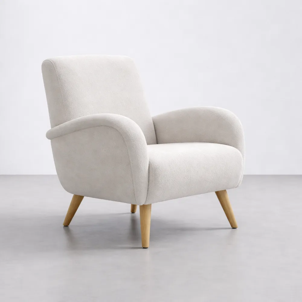 Fauteuil Relaxation en Fausse Fourrure Blanc pour Salon