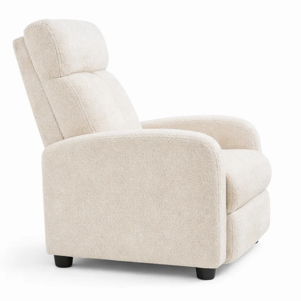 Chaise de Détente en Tissu Doux avec Repose-Pied pour Salon
