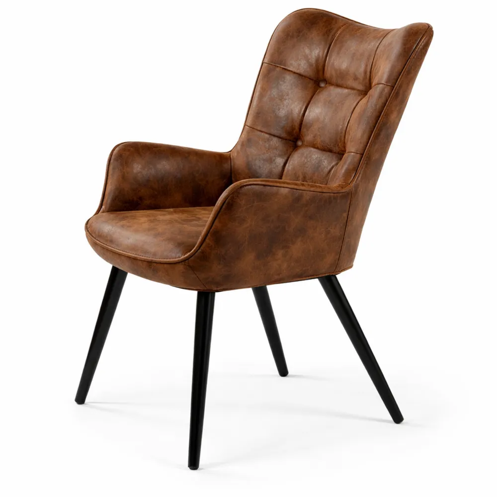 Fauteuil Scandinave avec Accoudoirs en Suédine Marron