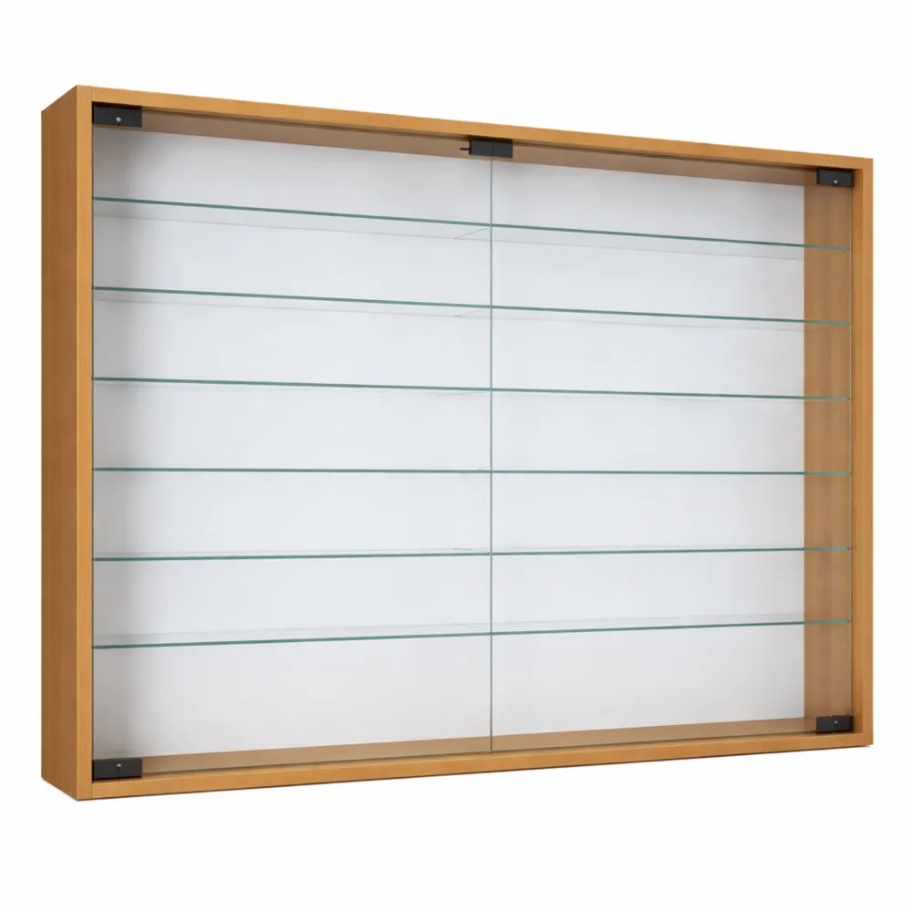 Grande vitrine murale en verre et bois pour collectionneurs