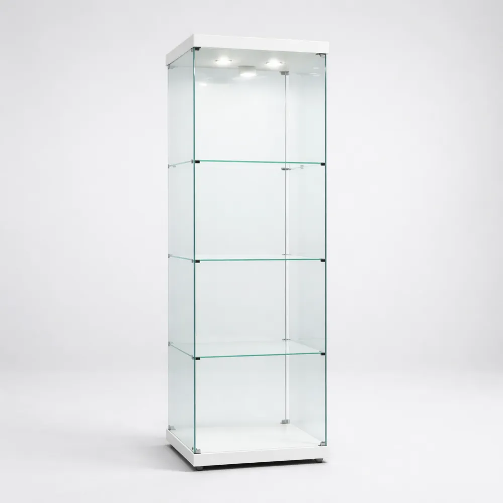 Armoire de Collection en Verre avec Éclairage LED, Trois Couches pour Intérieur Moderne
