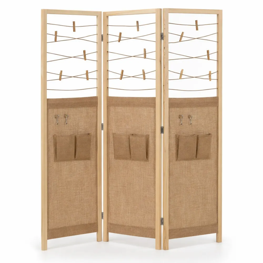 Paravent 3 Panneaux avec Rangement Pratique