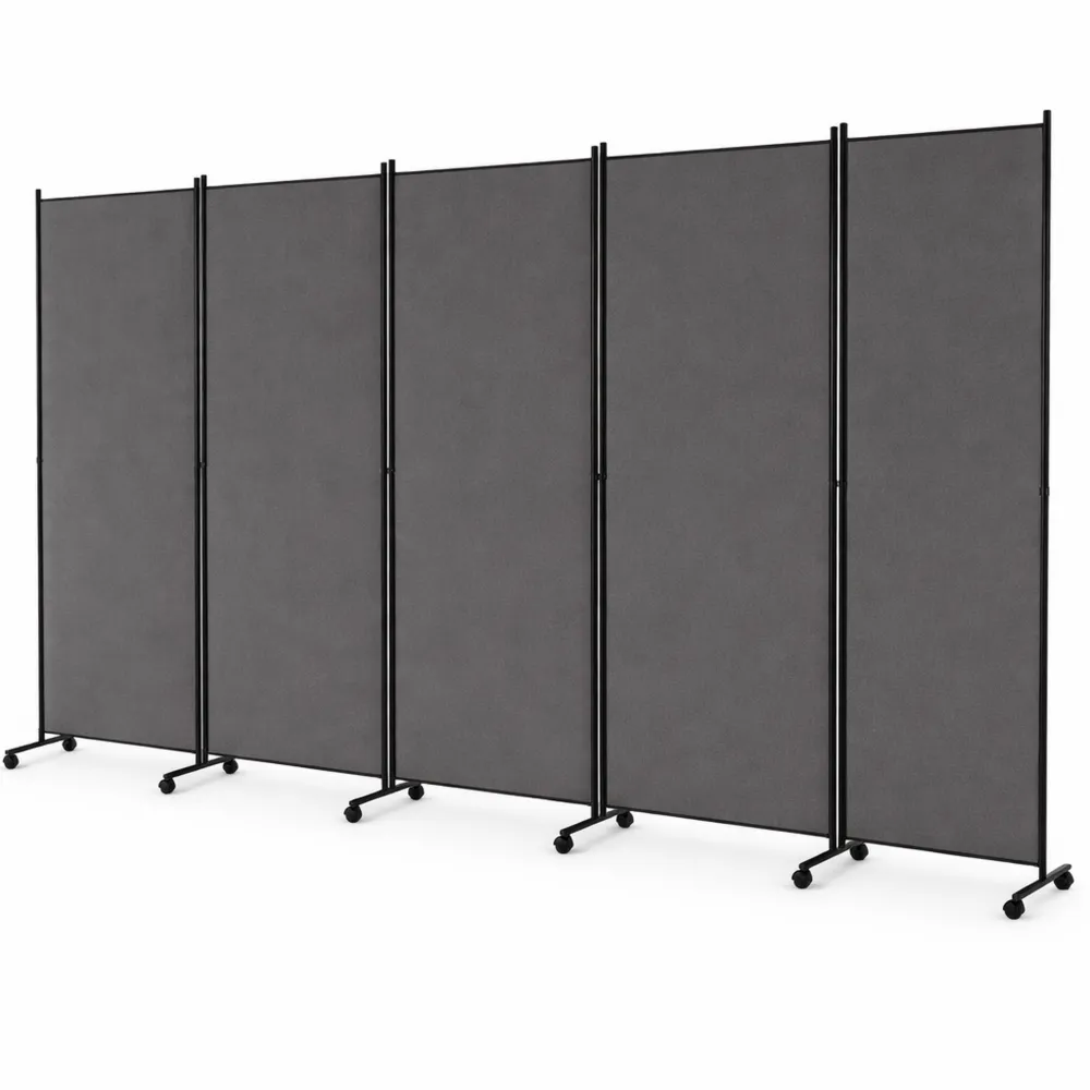 Cloison Mobile Pliable avec Roues pour Intérieur et Extérieur, 4/6 Panneaux Gris