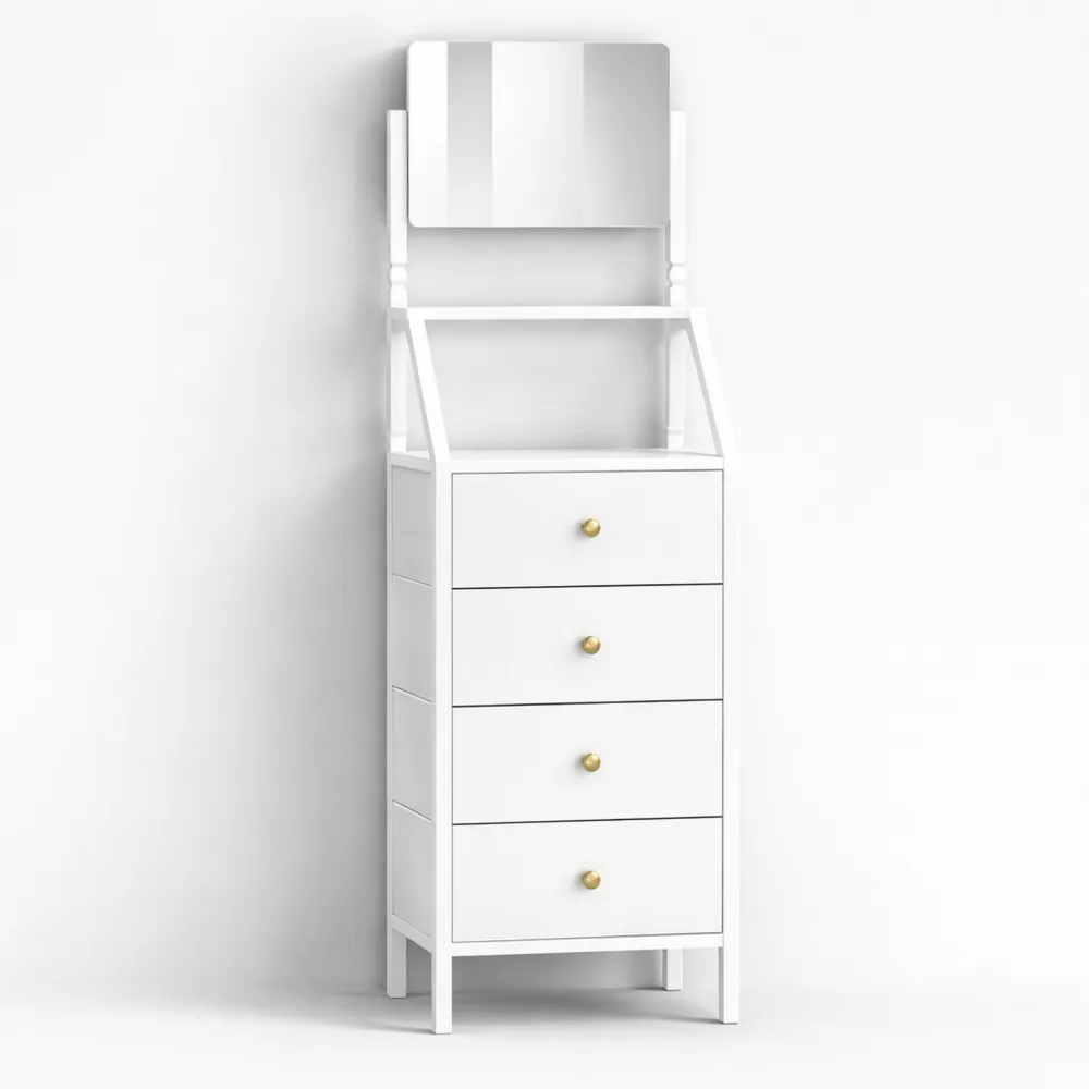 Meuble de Rangement Haut avec Miroir et Tiroirs en Tissu pour Maison